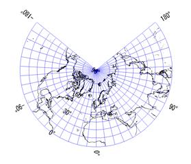 ランベルト正角円錐図法(北半球)