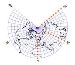 ランベルト正角円錐図法(北半球)