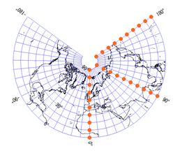 正距円錐図法(北半球)