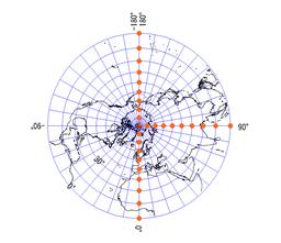 極心法→平射方位図法_Polar_(北半球)